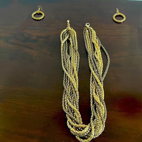 Gold color set necklace and earrings antique - Picture 2 of 2